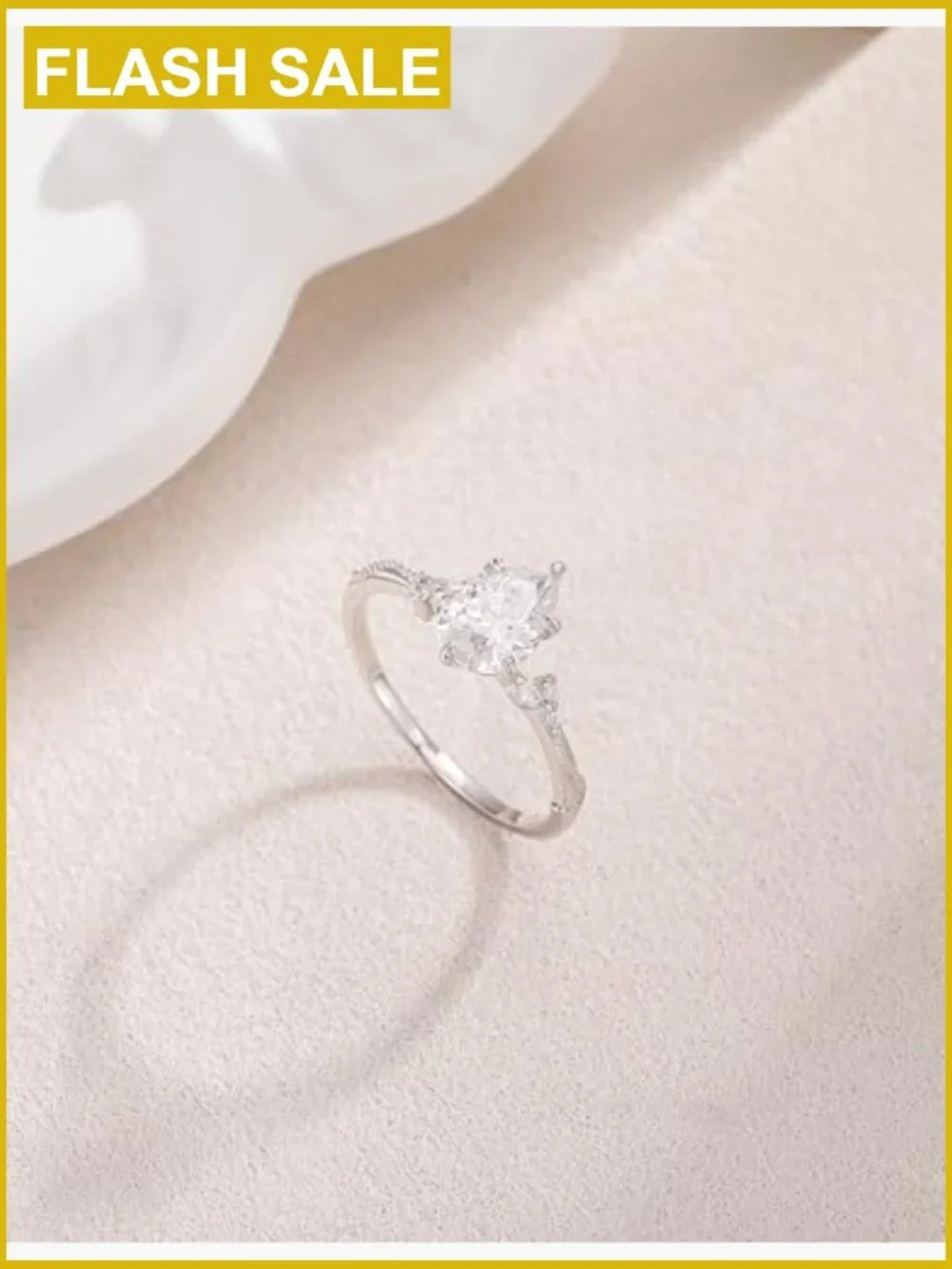 Pear Cut Cubic Zirconia Halo Ring White Gold Plated Brass Engagement Promise